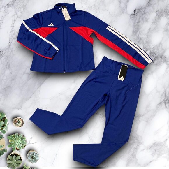NWT ADIDAS matching outfit womens size L set jacket and leggings bundle - Picture 1 of 4